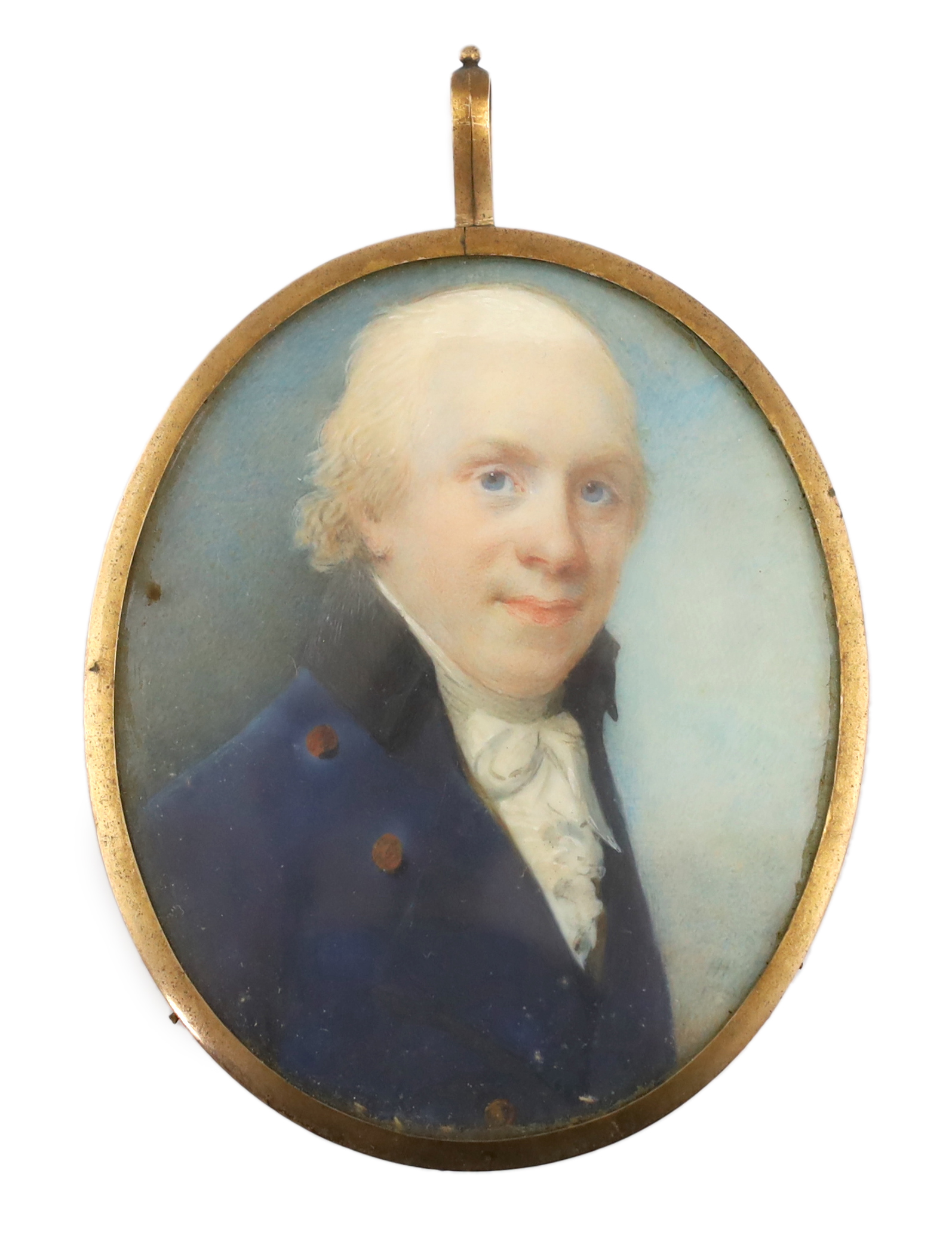 English School 1799, Portrait miniature of a gentleman, watercolour on ivory, 7 x 5.7cm. CITES Submission reference 9HMU4DRL